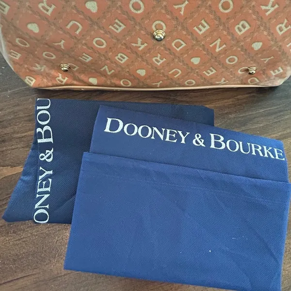 Dooney & Bourke Large Tote Bag Purse Tangerine Canvas Leather Designer‎ Monogram - Image 7