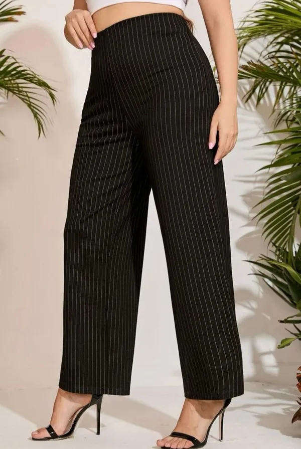 Women’s Pinstriped Flare Leg Pants (Plus Size: 0XL) - Image 3