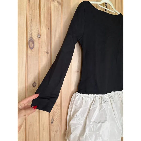 NWT J. CREW Bubble-hem Colorblock Mixy Dress Black White Boat Neck Mini Size M - Image 5