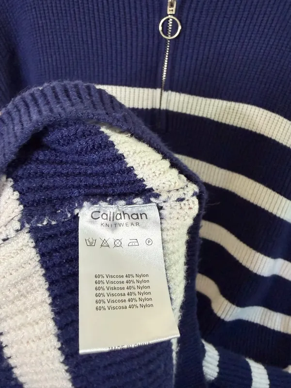 Anthropologie Callahan Cara Striped Dress Navy Blue Womens Size‎ XL - Image 8