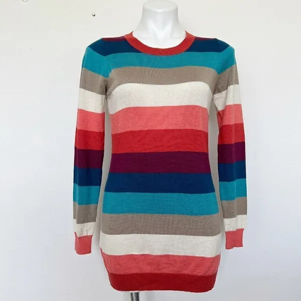 𝅺Vintage wool sweater dress SMALL pink blue Long Sleeve comfy cozy Hippie - Image 4