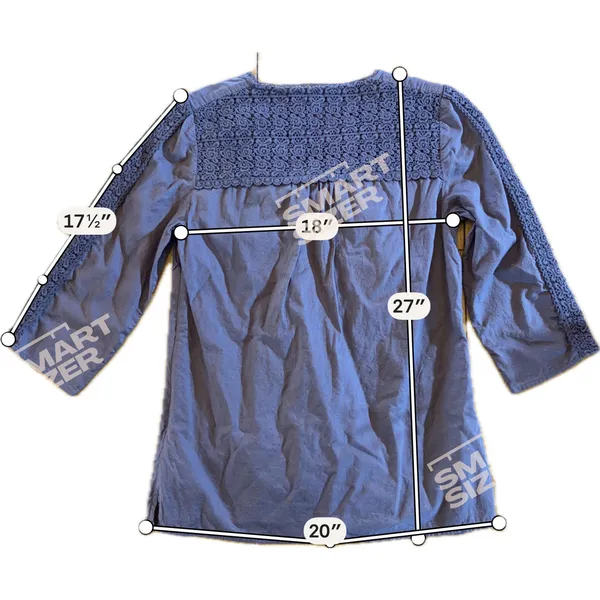 Boden Womens Tunic Blouse Blue Crochet‎ Lace 3/4 Sleeve Size 6 - Image 6