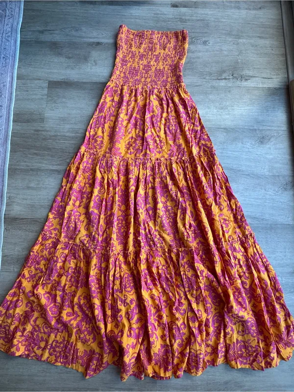Abel the Label Floral Orange Hot Pink Dress - Image 2