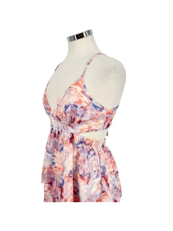 Fanco Cutout Tiered Sleeveless Maxi Dress Resortwear Pink Purple Size Medium NWT - Image 4