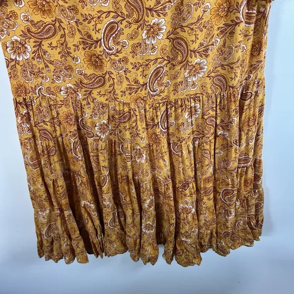PATRONS OF PEACE‎ Bohemian Tiered Mini Dress Paisley Floral Small Fall boho - Image 10