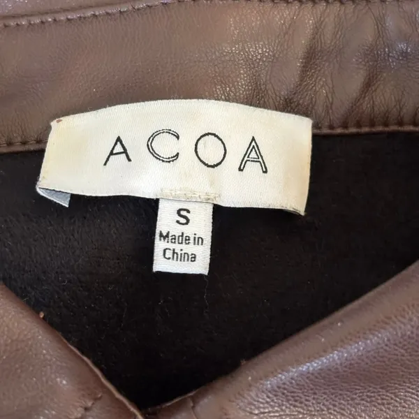Acoa Faux Leather Shacket Sz S Brown Pearl Snap Western‎ 90's Baggy Oversized - Image 6