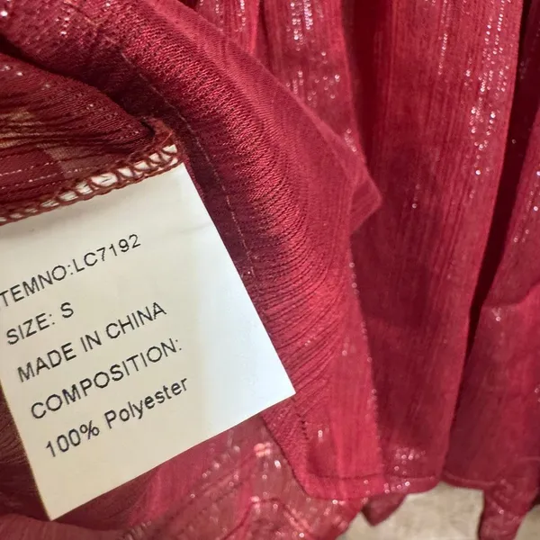 LC collection Burgundy Beaded Sequin Sheer Chiffon Cami Tank Top S NWT - Image 7