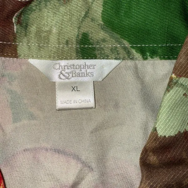 Christopher & Banks Floral‎ Blazer Jacket Womens XL Red Green Flower fall coat - Image 4