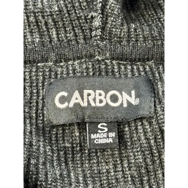 Carbon Women's Gray 100% Cotton‎ Knit Full Zip Hooded Sweater Small - Image 7