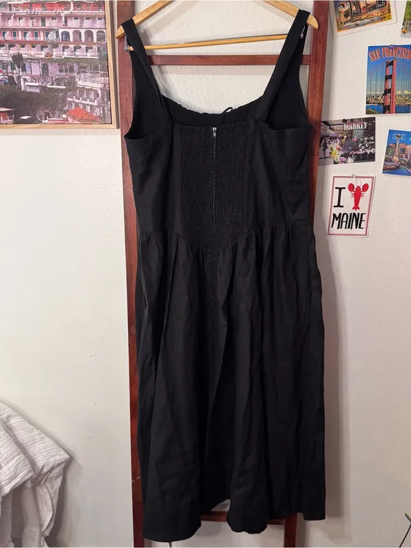 Reformation Balia Linen Midi Dress Black Corset NEW - Image 8