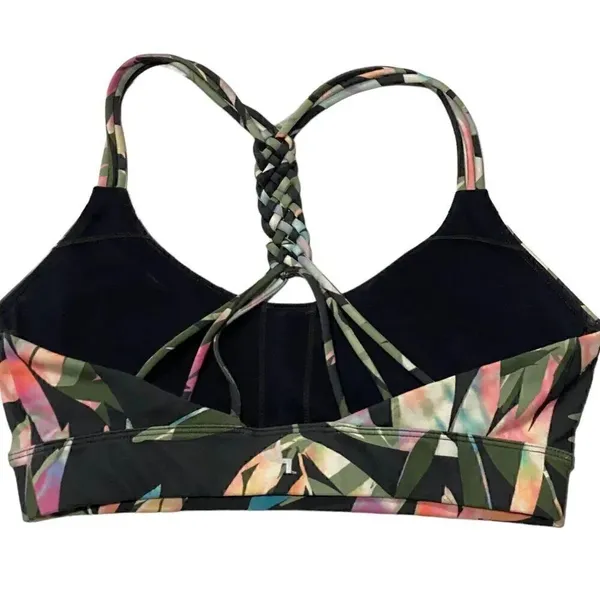 JoyLab Tropical Leaf Braided Racerback Sports Bra - Image 4