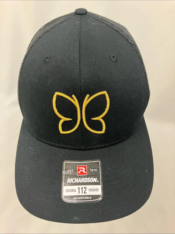 Richardson 112 Trucker Hat with Gold Butterfly Logo - Black - Image 2