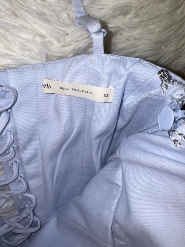 NEW House of CB Millie Bluebell Corset Bodice Stretch Cotton midi Dress sz XS - Image 11