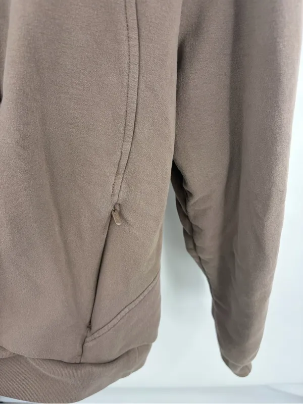 Athleta retro plush revive hoodie tan brown women’s L loungewear comfort - Image 4