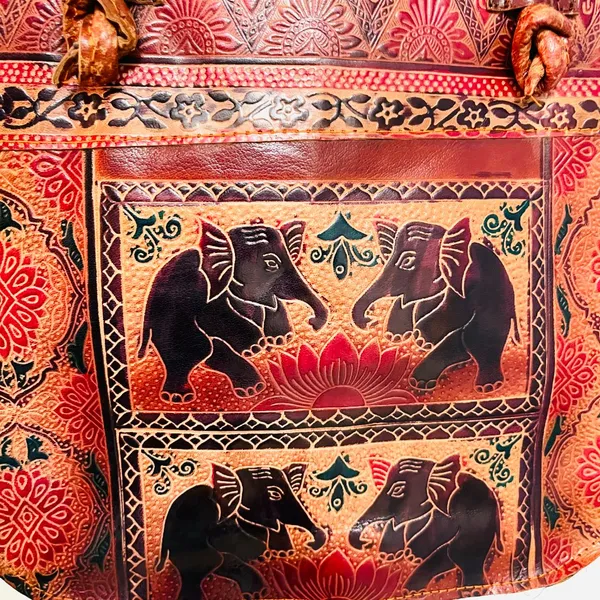PURE Shantiniketan Leather Large Tote‎ Bag Medium Elephant Handmade Indian Purse - Image 2