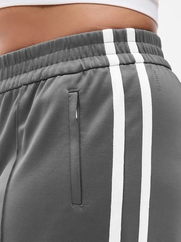 New Athleta S Tempo Mid Rise Wide Leg Track Pant Shadow Grey/Bright White Small - Image 4