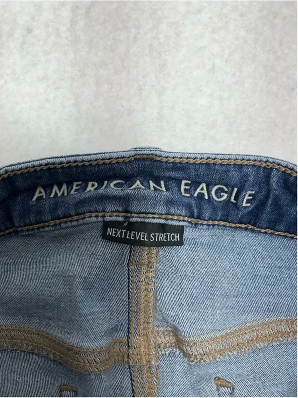 Womans Excellent American Eagle High Rise Jegging Stretch Blue Jeans Size 10 - Image 4