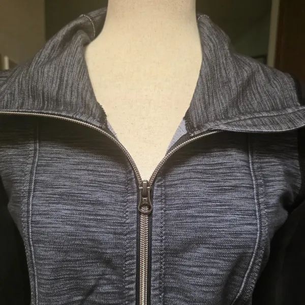 Lululemon Daily Yoga Denim Jacket Blue Grey and Black Zip Up Long Sleeve - Image 3