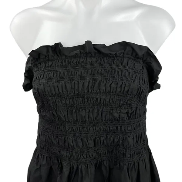 H&M Black Smocked Strapless Ruffle Square Neck A Line Midi Dress Size XXL - Image 3
