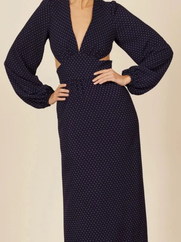 Park & Fifth Avery Cutout Long Sleeve Polka Dot Maxi Dress Small Fall Wedding - Image 2