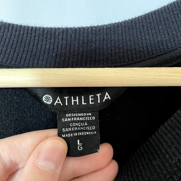 Athleta black sweater dress zippered‎ pockets women's size large minimalist - Image 4