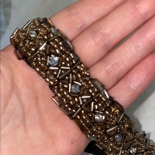 Elegant Beaded Headband - Black and Brown - Image 3