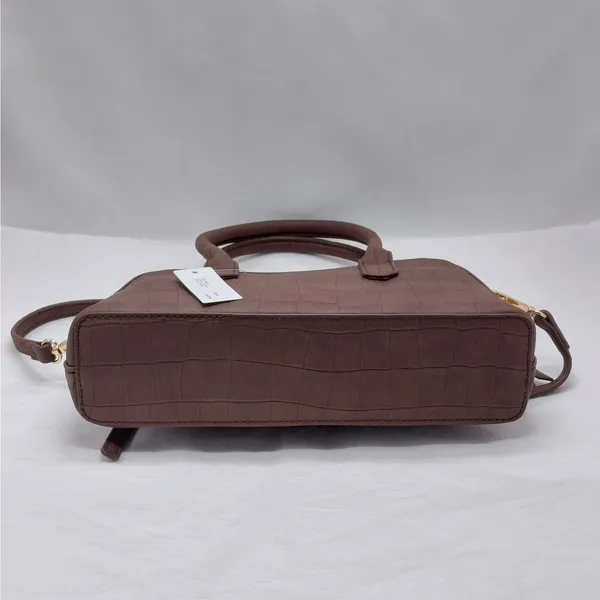 Womens Satchel Shoulder Bag Brown Croc Embossed Crossbody Handbag Work Everyday - Image 5