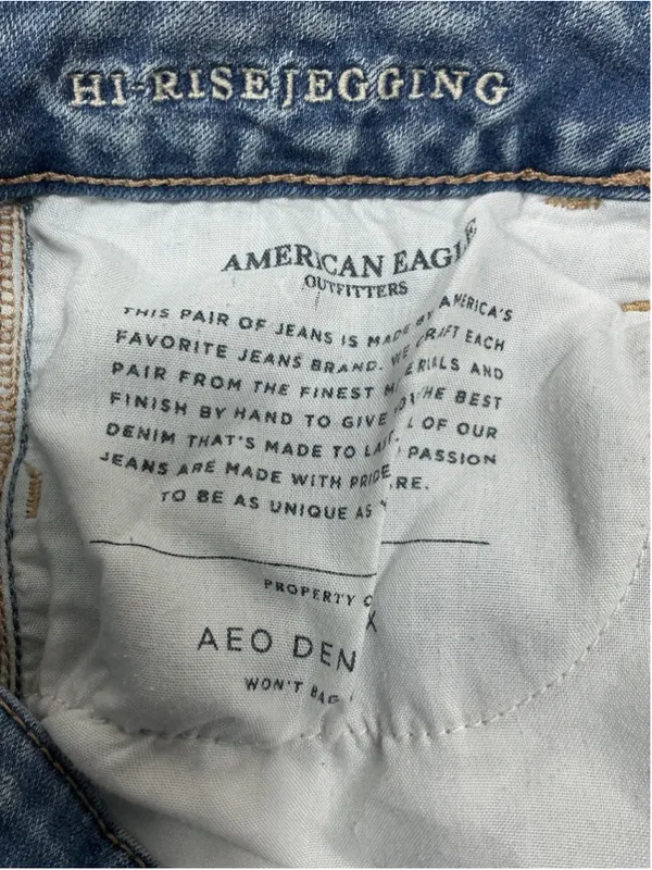 Womans Excellent American Eagle Jegging Distressed Stretch Blue Jeans Size 10 - Image 5