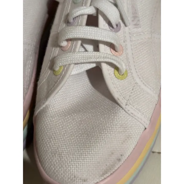 Superga 2790 Candy White Canvas Pastel Rainbow Platform Sneakers Womens 8.5 - Image 8