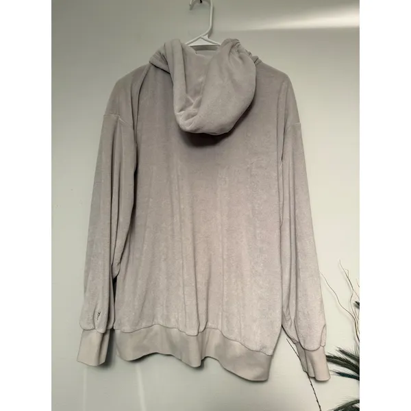 Aritzia Tna Towel Terry Boyfriend‎ Zip Hoodie Mauve Grey Oversized Medium 98376 - Image 4