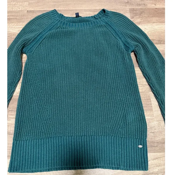American‎ Eagle Green Shaker Knit Crew Neck Raglan Sweater Size Small - Image 2