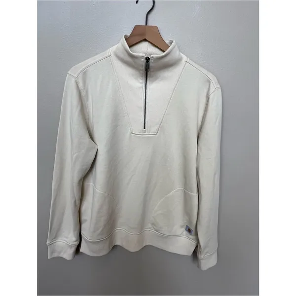 Carhartt Tencel Fiber Series Women's Half-Zip Pullover Sweatshirt Cream Medium - Image 3
