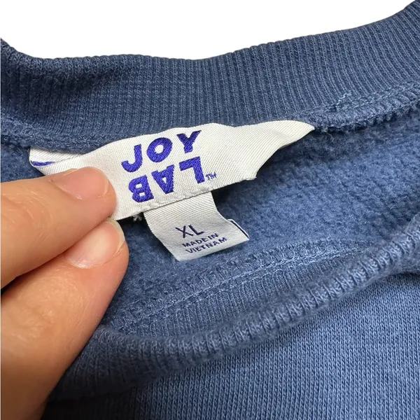 💙 JOY LAB Colorblock Sweatshirt 🔹 Blue Patchwork Crewneck XL Cozy‎ Fit 💙 - Image 4
