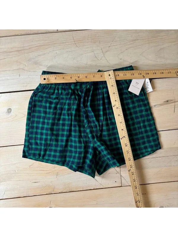 Auden NWT Women's Green Plaid Flannel Pajama Shorts Size XS - Image 7