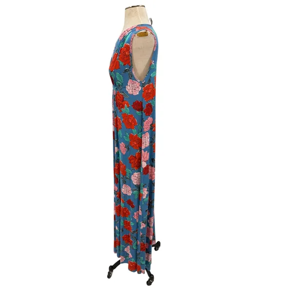 Rachel Pally Wildflower Long Sleeveless Caftan Floral Maxi Dress Blue Size Small - Image 6