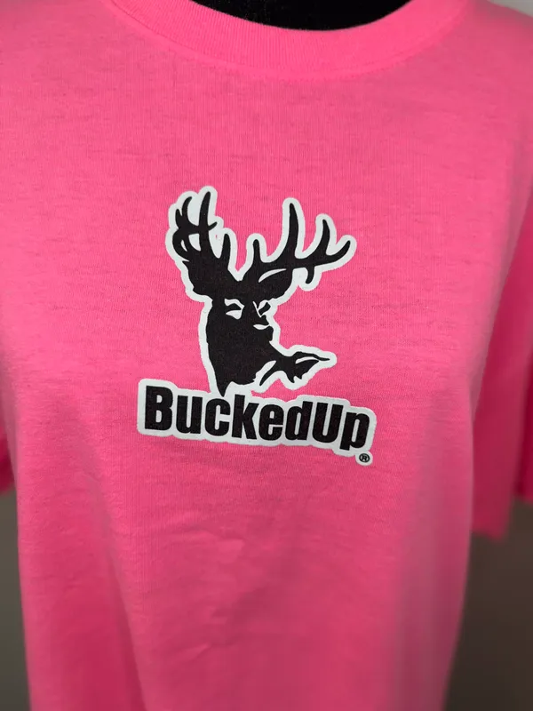 Bucked Up Neon Pink Short Sleeve Graphic Tee Size Large - Image 2