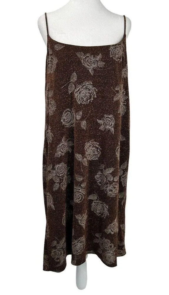 After Dark Copper Brown With Copper Specks Floral Size 16 Sleeveless Note Flaw - Image 2