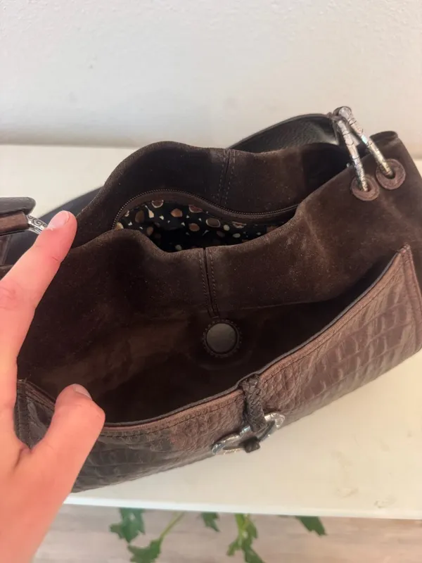 Brighton Brown Suede & Leather Shoulder Bag - Image 5