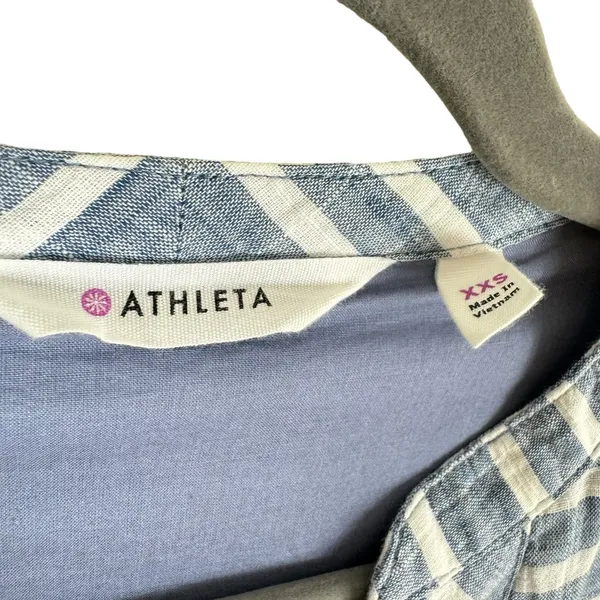 Athleta Blue Striped Barbados 100% Cotton Lined Short Sleeve Mini Dress Size XXS - Image 8
