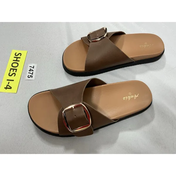 Womans New Ankis Slip On Slides Size 8 Brown Buckle Band - Image 3