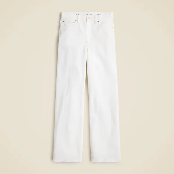 NWT!! J. CREW '96 Slim Wide Jeans Retro Raw Hems Solid White Preppy Frayed 33 - Image 11