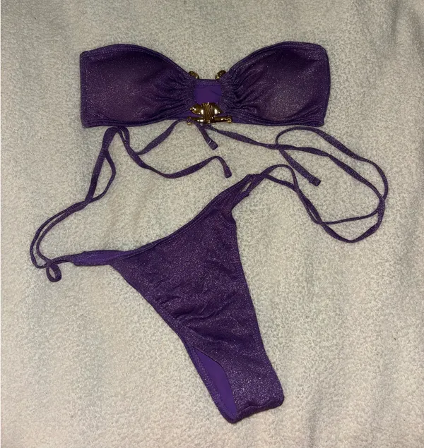 Zaful Purple strapless sparkly bikini set - Image 2