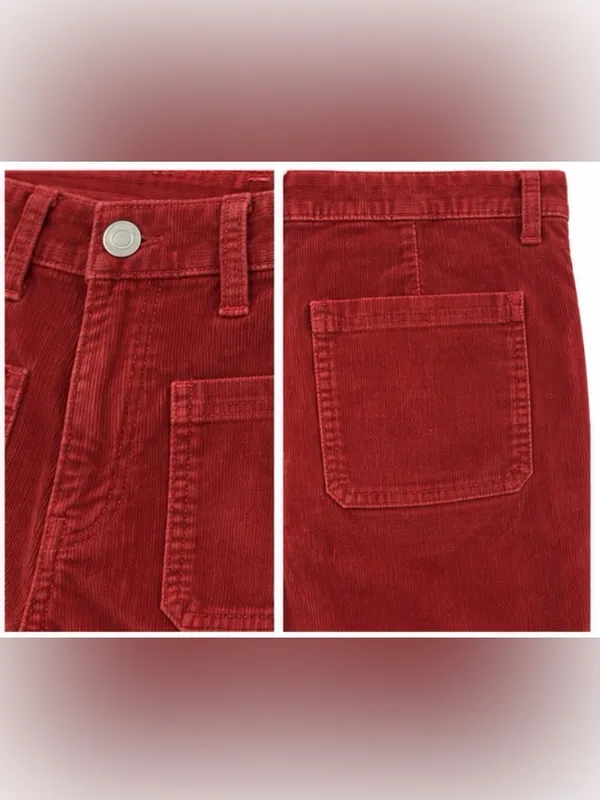 Wonderly Vintage Straight Corduroy Pants Red Size 10R High Rise Stretch - Image 4
