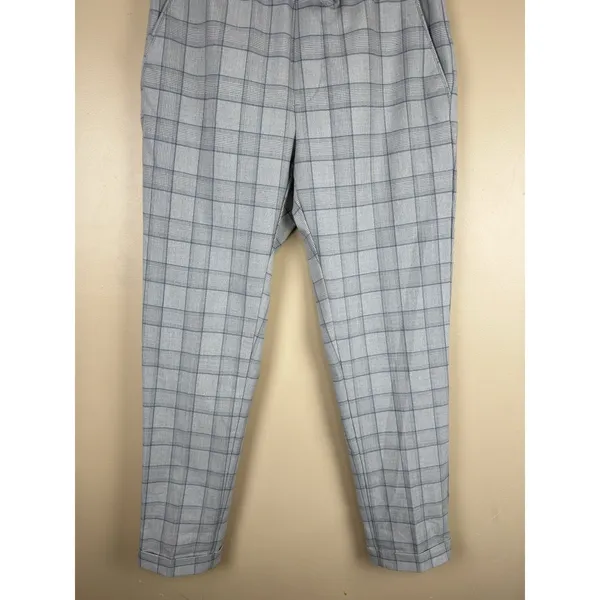 Zara Pants Womens Size S Plaid Tapered Elastic Waist Pull On Trousers Checkered - Image 4