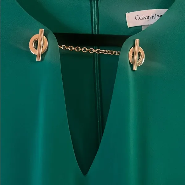 Calvin Klein Green Sleeveless V-Neck Midi Dress - Image 3