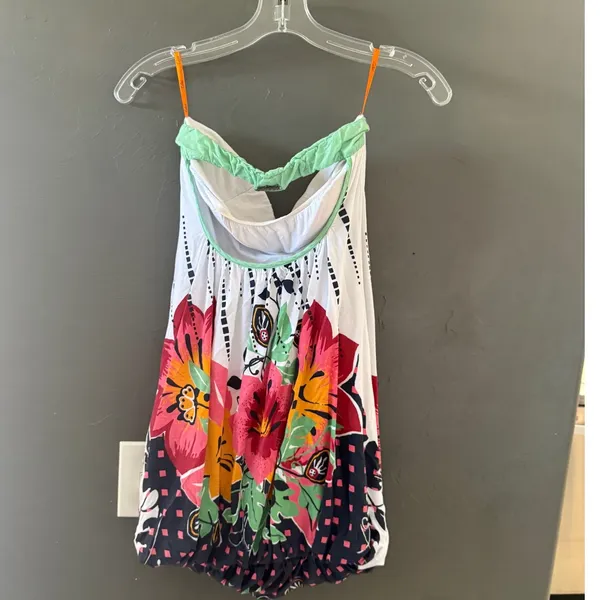 Colcci Brazil Y2k Vintage Medium‎ Floral Bubble Hem Top Tropical Beach Going Out - Image 3