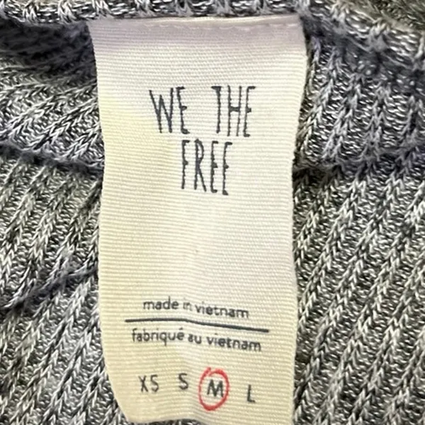 Free People We The Free Gray Long Sleeve Smocked Knit Cropped Sweater Top Size M - Image 3