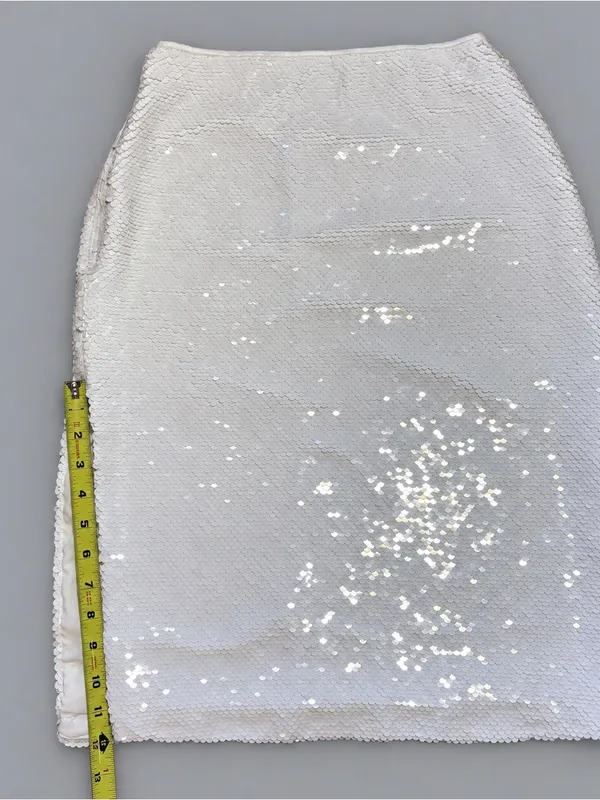 Abercrombie & Fitch White Sequin Side Slit Pencil Skirt XXS Petite NWT cocktail - Image 5