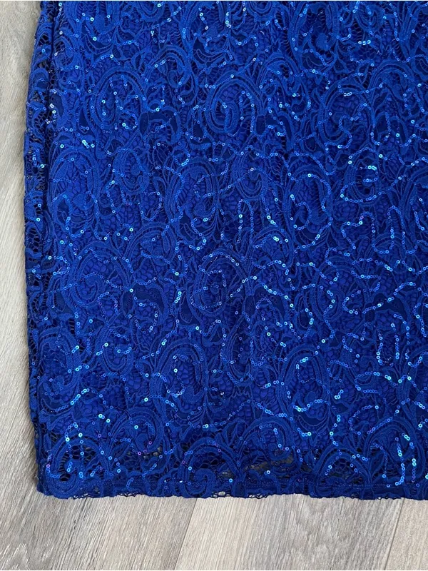 Marina Blue Sequin Lace Dress Size 12 Bell Sleeve Cocktail NWT - Image 4