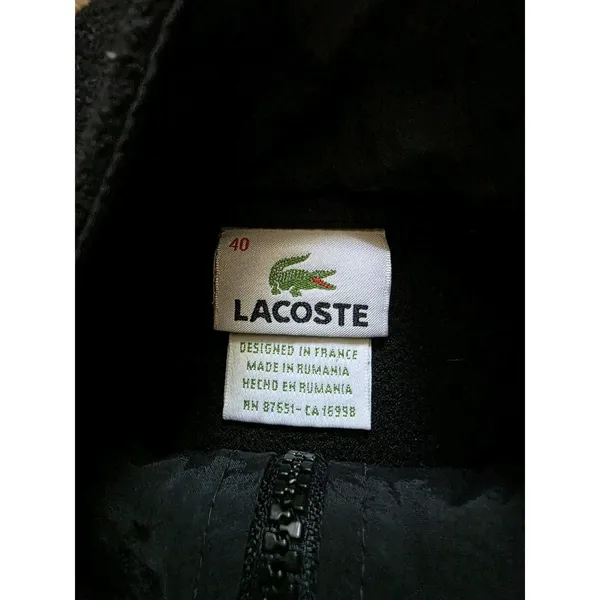 Lacoste Jacket Womens Size 40 Black Fleece Full Zip Embroidered Logo Gator - Image 3